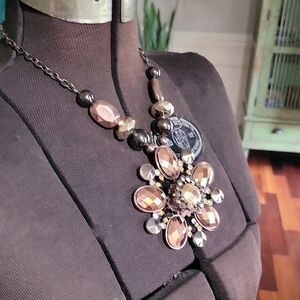 Elegant Gold and Silver Statement Necklace